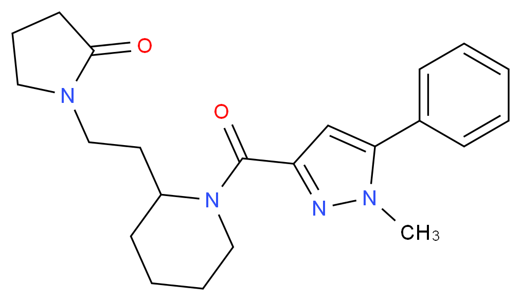 1-(2-{1-[(1-methyl-5-phenyl-1H-pyrazol-3-yl)carbonyl]-2-piperidinyl}ethyl)-2-pyrrolidinone_分子结构_CAS_)