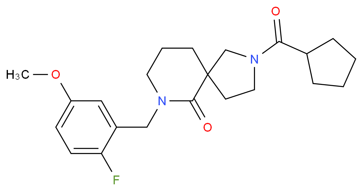 2-(cyclopentylcarbonyl)-7-(2-fluoro-5-methoxybenzyl)-2,7-diazaspiro[4.5]decan-6-one_分子结构_CAS_)