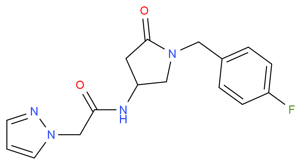 N-[1-(4-fluorobenzyl)-5-oxo-3-pyrrolidinyl]-2-(1H-pyrazol-1-yl)acetamide_分子结构_CAS_)