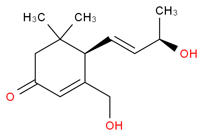 (4R)-4-[(1E,3R)-3-hydroxybut-1-en-1-yl]-3-(hydroxymethyl)-5,5-dimethylcyclohex-2-en-1-one_分子结构_CAS_358721-33-2