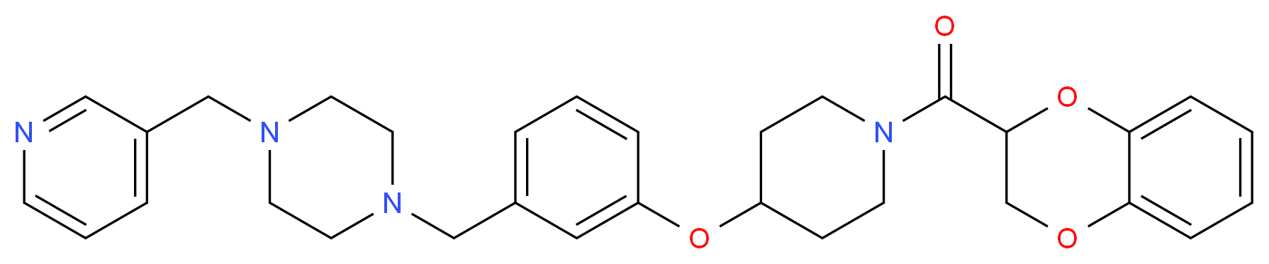 1-(3-{[1-(2,3-dihydro-1,4-benzodioxin-2-ylcarbonyl)-4-piperidinyl]oxy}benzyl)-4-(3-pyridinylmethyl)piperazine_分子结构_CAS_)