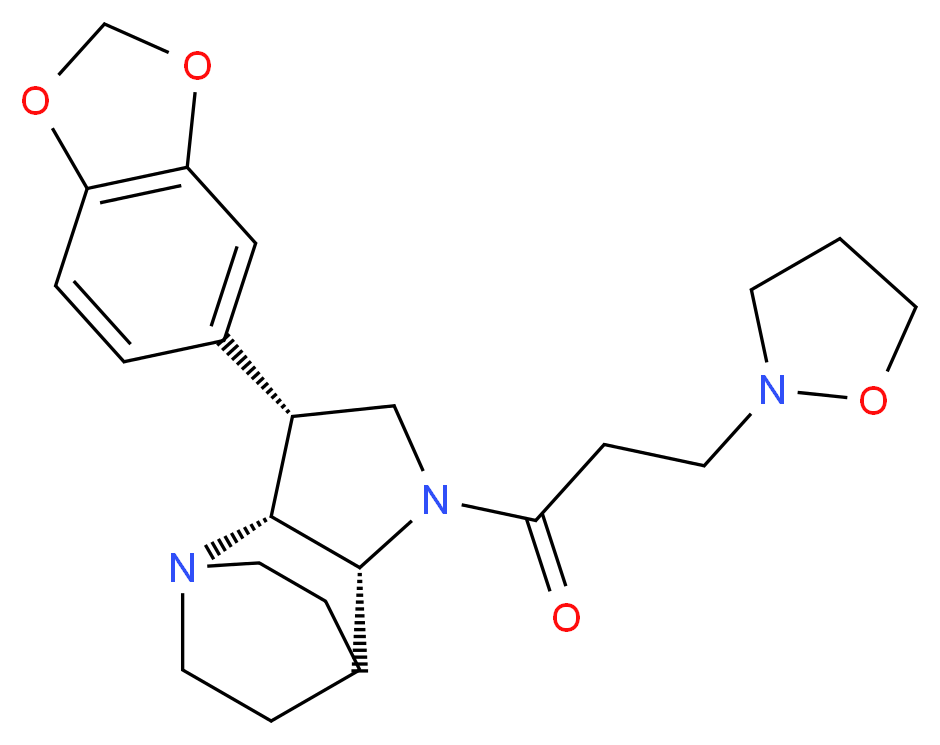 (3R*,3aR*,7aR*)-3-(1,3-benzodioxol-5-yl)-1-(3-isoxazolidin-2-ylpropanoyl)octahydro-4,7-ethanopyrrolo[3,2-b]pyridine_分子结构_CAS_)