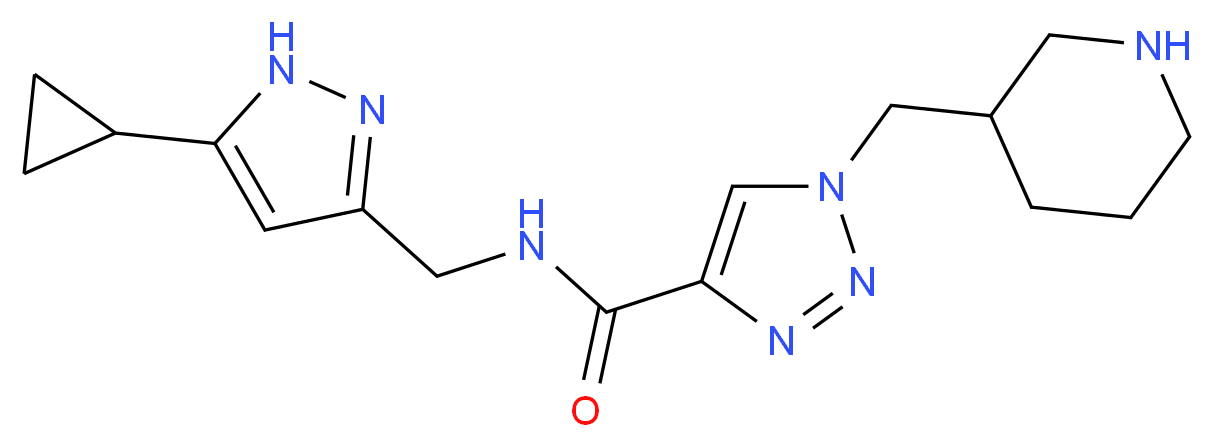 N-[(5-cyclopropyl-1H-pyrazol-3-yl)methyl]-1-(piperidin-3-ylmethyl)-1H-1,2,3-triazole-4-carboxamide_分子结构_CAS_)