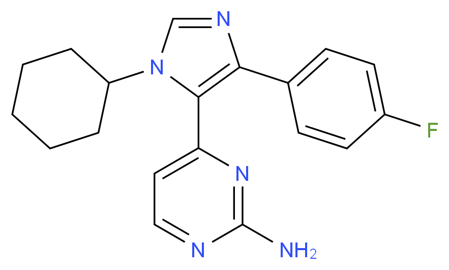 4-[1-cyclohexyl-4-(4-fluorophenyl)-1H-imidazol-5-yl]pyrimidin-2-amine_分子结构_CAS_950912-80-8