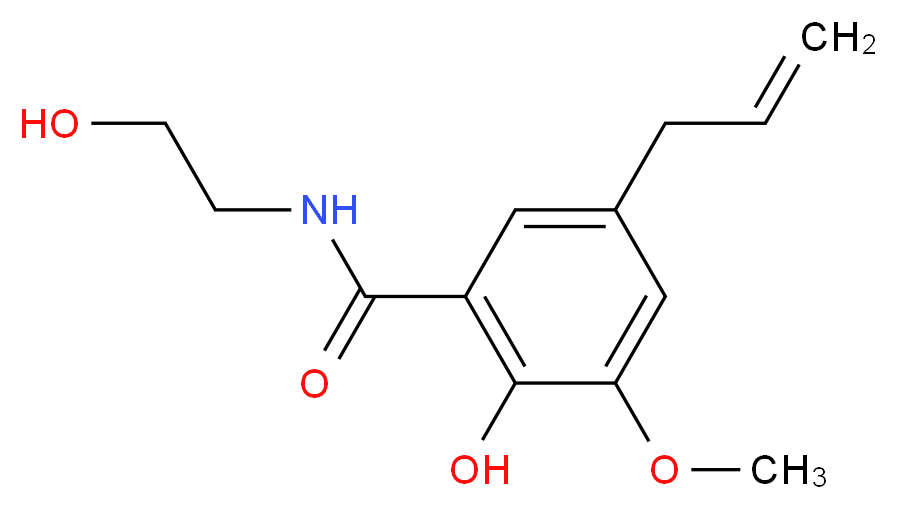 2-hydroxy-N-(2-hydroxyethyl)-3-methoxy-5-(prop-2-en-1-yl)benzamide_分子结构_CAS_26750-81-2