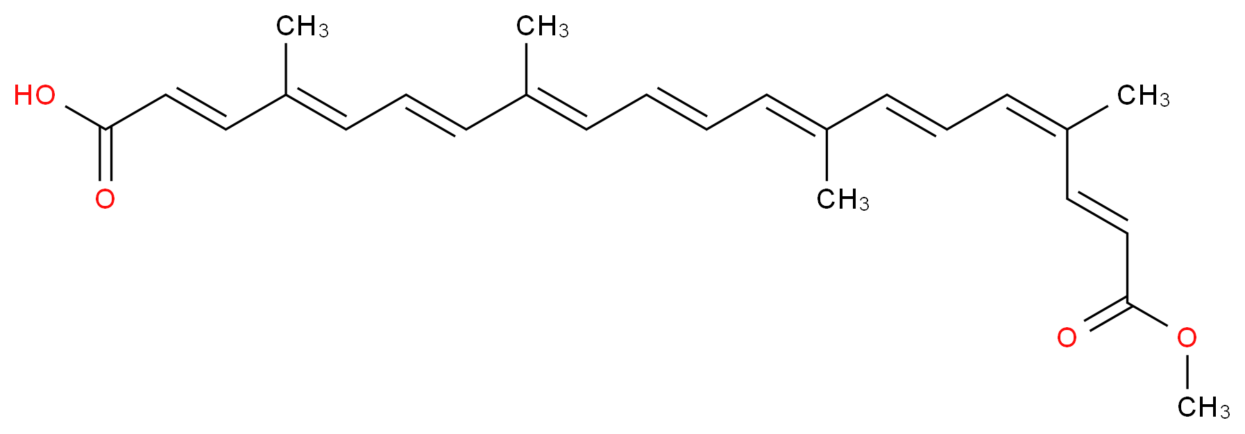 (2E,4E,6E,8E,10E,12E,14E,16Z,18E)-20-methoxy-4,8,13,17-tetramethyl-20-oxoicosa-2,4,6,8,10,12,14,16,18-nonaenoic acid_分子结构_CAS_6983-79-5