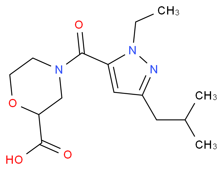 4-[(1-ethyl-3-isobutyl-1H-pyrazol-5-yl)carbonyl]-2-morpholinecarboxylic acid_分子结构_CAS_)