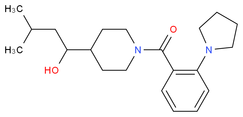 3-methyl-1-{1-[2-(1-pyrrolidinyl)benzoyl]-4-piperidinyl}-1-butanol_分子结构_CAS_)