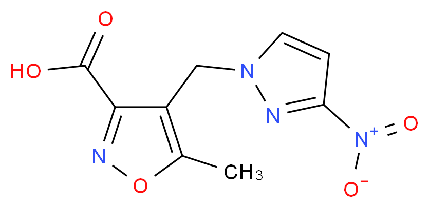 5-methyl-4-[(3-nitro-1H-pyrazol-1-yl)methyl]-1,2-oxazole-3-carboxylic acid_分子结构_CAS_)
