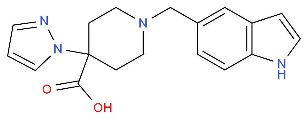 1-(1H-indol-5-ylmethyl)-4-(1H-pyrazol-1-yl)piperidine-4-carboxylic acid_分子结构_CAS_)
