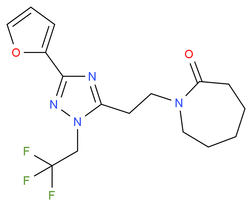1-{2-[3-(2-furyl)-1-(2,2,2-trifluoroethyl)-1H-1,2,4-triazol-5-yl]ethyl}azepan-2-one_分子结构_CAS_)