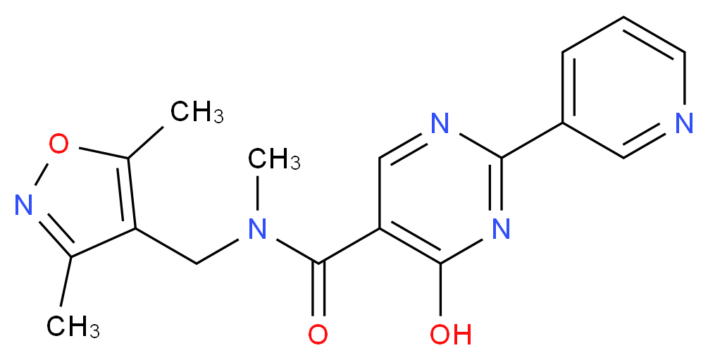 N-[(3,5-dimethylisoxazol-4-yl)methyl]-4-hydroxy-N-methyl-2-pyridin-3-ylpyrimidine-5-carboxamide_分子结构_CAS_)