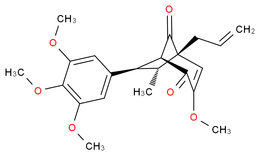 5-Allyl-3-methoxy-6-methyl-7-(3,4,5-tri
methoxyphenyl)bicyclo[3.2.1]oct-3-ene-2,8-dione_分子结构_CAS_106894-43-3)