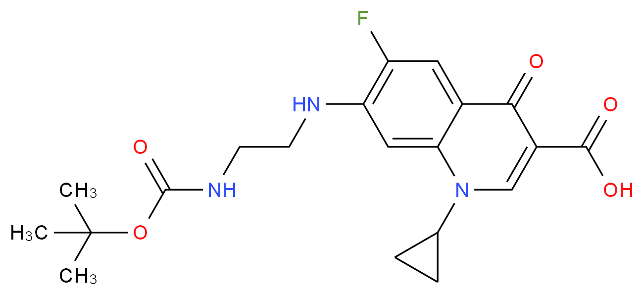 7-[(2-{[(tert-butoxy)carbonyl]amino}ethyl)amino]-1-cyclopropyl-6-fluoro-4-oxo-1,4-dihydroquinoline-3-carboxylic acid_分子结构_CAS_105589-00-2