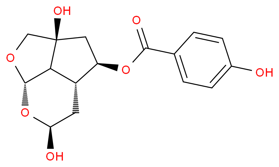 (1S,4S,6R,7R,9S,11S)-4,9-dihydroxy-2,10-dioxatricyclo[5.3.1.0<sup>4</sup>,<sup>1</sup><sup>1</sup>]undecan-6-yl 4-hydroxybenzoate_分子结构_CAS_1390-72-3