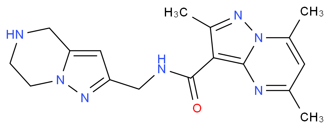 2,5,7-trimethyl-N-(4,5,6,7-tetrahydropyrazolo[1,5-a]pyrazin-2-ylmethyl)pyrazolo[1,5-a]pyrimidine-3-carboxamide_分子结构_CAS_)