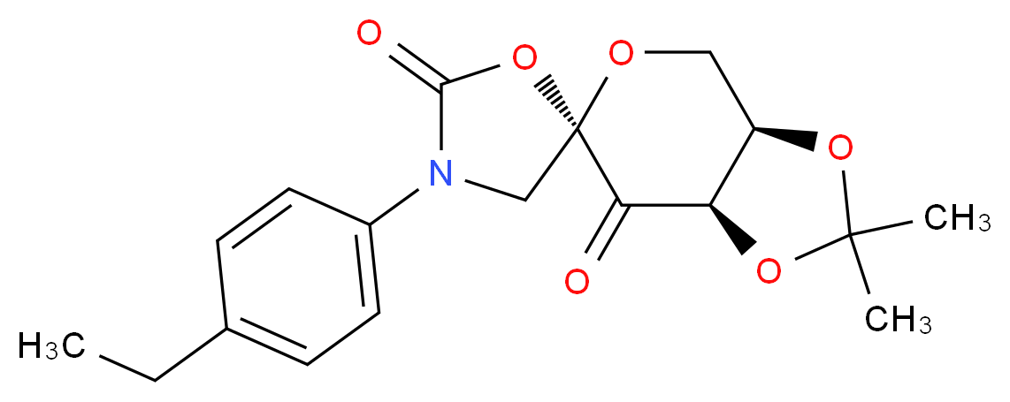 (3aR,6S,7aR)-4'-(4-ethylphenyl)-2,2-dimethyl-tetrahydro-2H-spiro[[1,3]dioxolo[4,5-c]pyran-6,2'-[1,4]oxazolidine]-5',7-dione_分子结构_CAS_879880-79-2