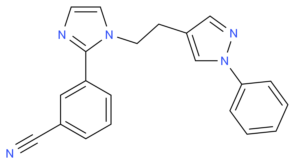 3-{1-[2-(1-phenyl-1H-pyrazol-4-yl)ethyl]-1H-imidazol-2-yl}benzonitrile_分子结构_CAS_)