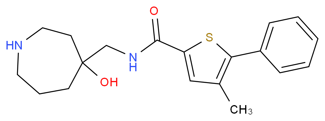 N-[(4-hydroxy-4-azepanyl)methyl]-4-methyl-5-phenyl-2-thiophenecarboxamide_分子结构_CAS_)