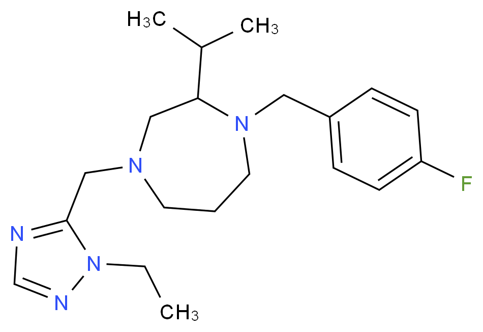 4-[(1-ethyl-1H-1,2,4-triazol-5-yl)methyl]-1-(4-fluorobenzyl)-2-isopropyl-1,4-diazepane_分子结构_CAS_)