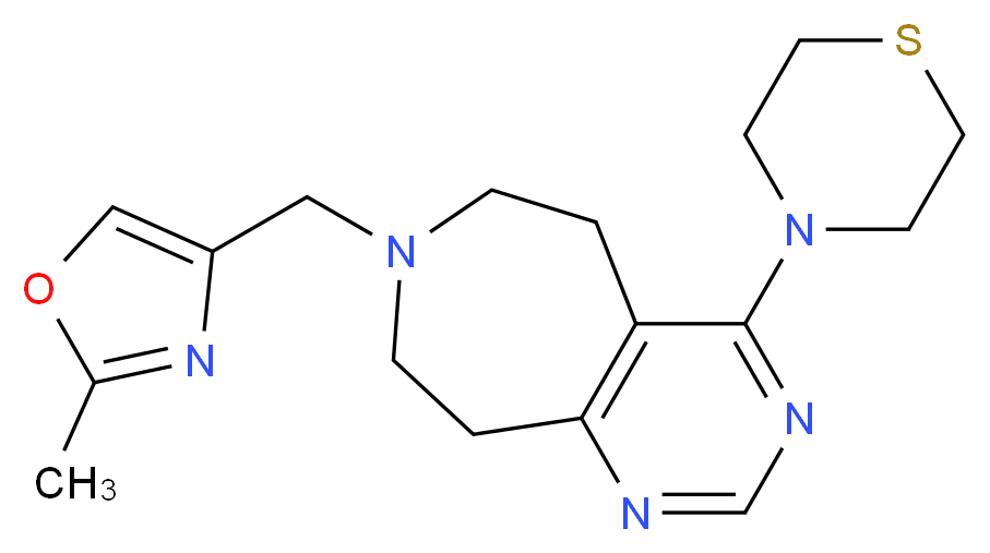 7-[(2-methyl-1,3-oxazol-4-yl)methyl]-4-thiomorpholin-4-yl-6,7,8,9-tetrahydro-5H-pyrimido[4,5-d]azepine_分子结构_CAS_)