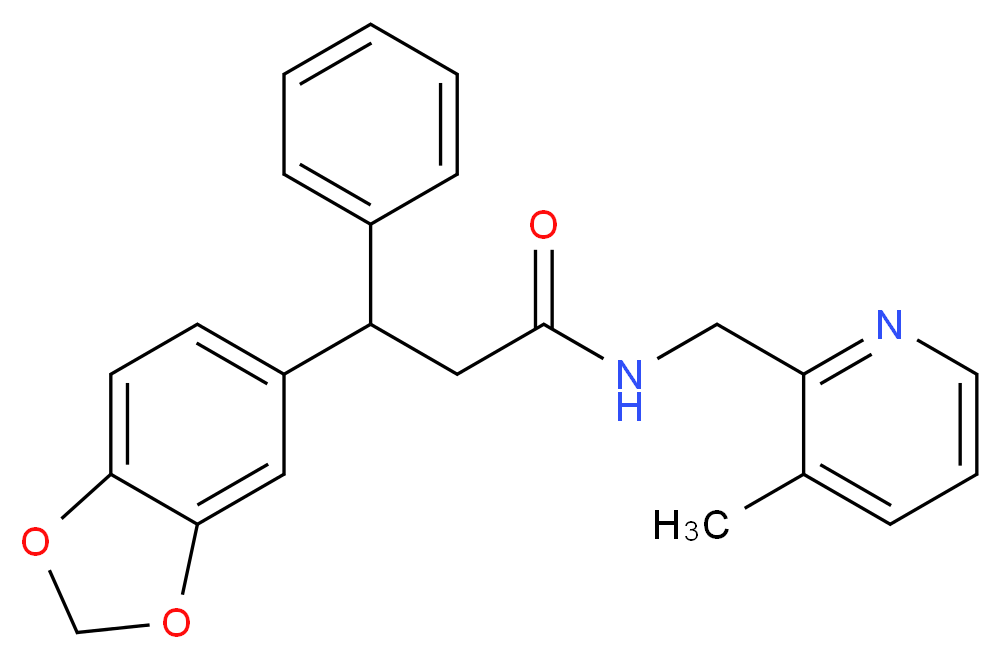3-(1,3-benzodioxol-5-yl)-N-[(3-methyl-2-pyridinyl)methyl]-3-phenylpropanamide_分子结构_CAS_)
