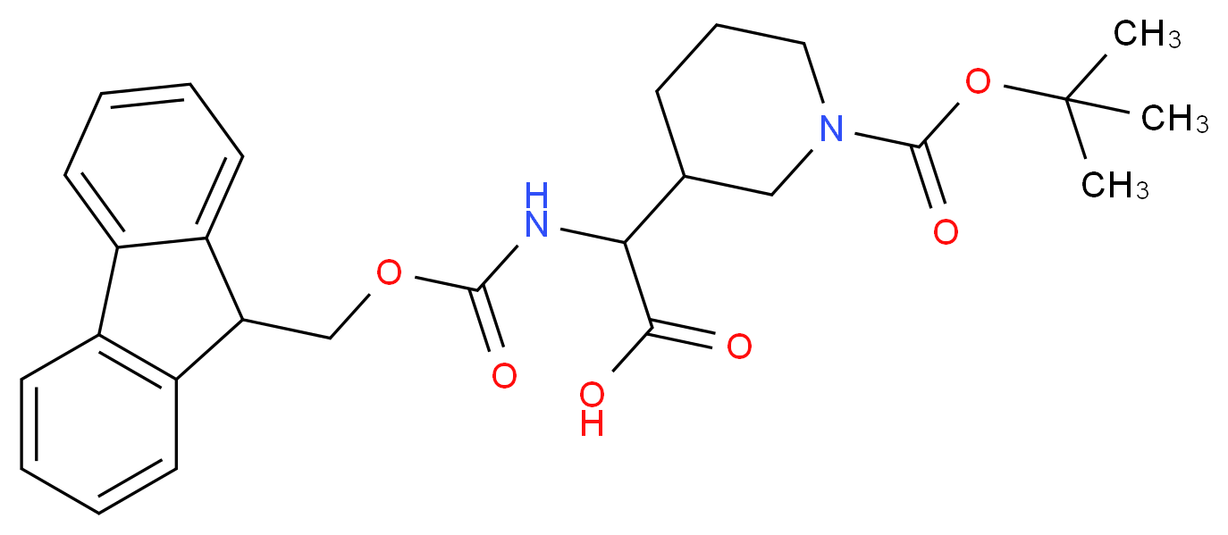 3-[CARBOXY-(9H-FLUOREN-9-YLMETHOXYCARBONYLAMINO)-METHYL]-PIPERIDINE-1-CARBOXYLIC ACID TERT-BUTYL ESTER_分子结构_CAS_)
