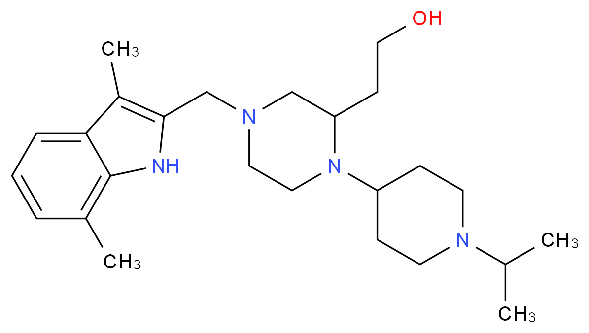 2-[4-[(3,7-dimethyl-1H-indol-2-yl)methyl]-1-(1-isopropyl-4-piperidinyl)-2-piperazinyl]ethanol_分子结构_CAS_)