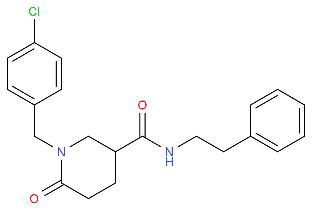 1-(4-chlorobenzyl)-6-oxo-N-(2-phenylethyl)-3-piperidinecarboxamide_分子结构_CAS_)