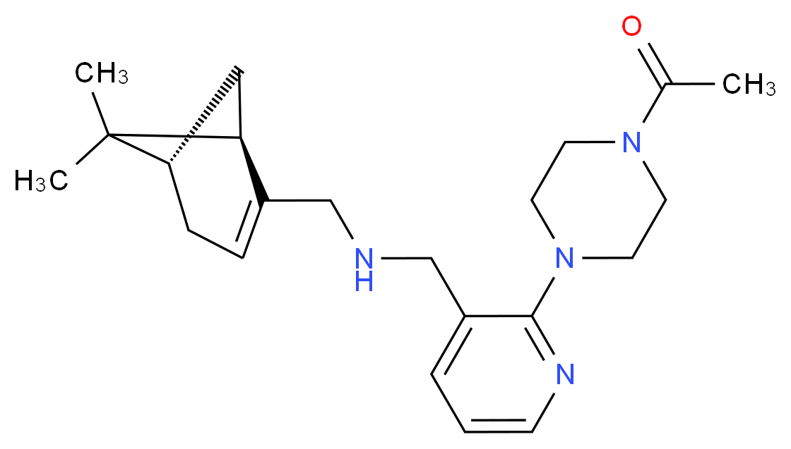 1-[2-(4-acetyl-1-piperazinyl)-3-pyridinyl]-N-{[(1R,5S)-6,6-dimethylbicyclo[3.1.1]hept-2-en-2-yl]methyl}methanamine_分子结构_CAS_)