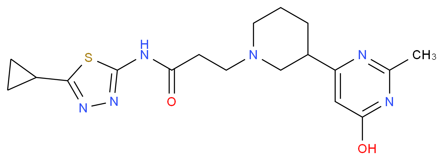 N-(5-cyclopropyl-1,3,4-thiadiazol-2-yl)-3-[3-(6-hydroxy-2-methylpyrimidin-4-yl)piperidin-1-yl]propanamide_分子结构_CAS_)