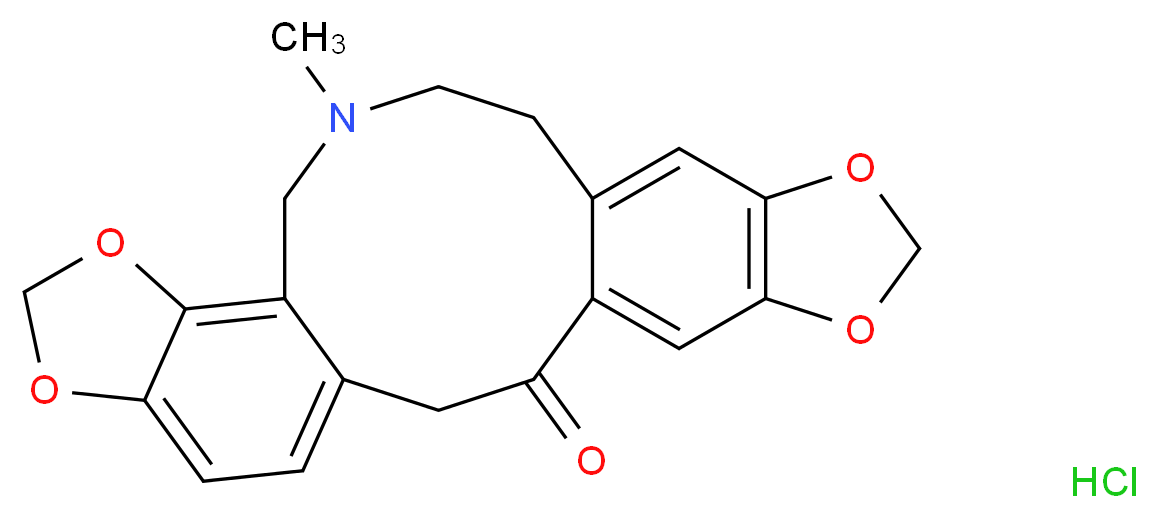 15-methyl-7,9,19,21-tetraoxa-15-azapentacyclo[15.7.0.0<sup>4</sup>,<sup>1</sup><sup>2</sup>.0<sup>6</sup>,<sup>1</sup><sup>0</sup>.0<sup>1</sup><sup>8</sup>,<sup>2</sup><sup>2</sup>]tetracosa-1(24),4,6(10),11,17,22-hexaen-3-one hydrochloride_分子结构_CAS_6164-47-2