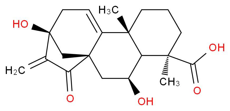 (1R,3S,4S,5R,9R,13S)-3,13-dihydroxy-5,9-dimethyl-14-methylidene-15-oxotetracyclo[11.2.1.0<sup>1</sup>,<sup>1</sup><sup>0</sup>.0<sup>4</sup>,<sup>9</sup>]hexadec-10-ene-5-carboxylic acid_分子结构_CAS_1401419-85-9