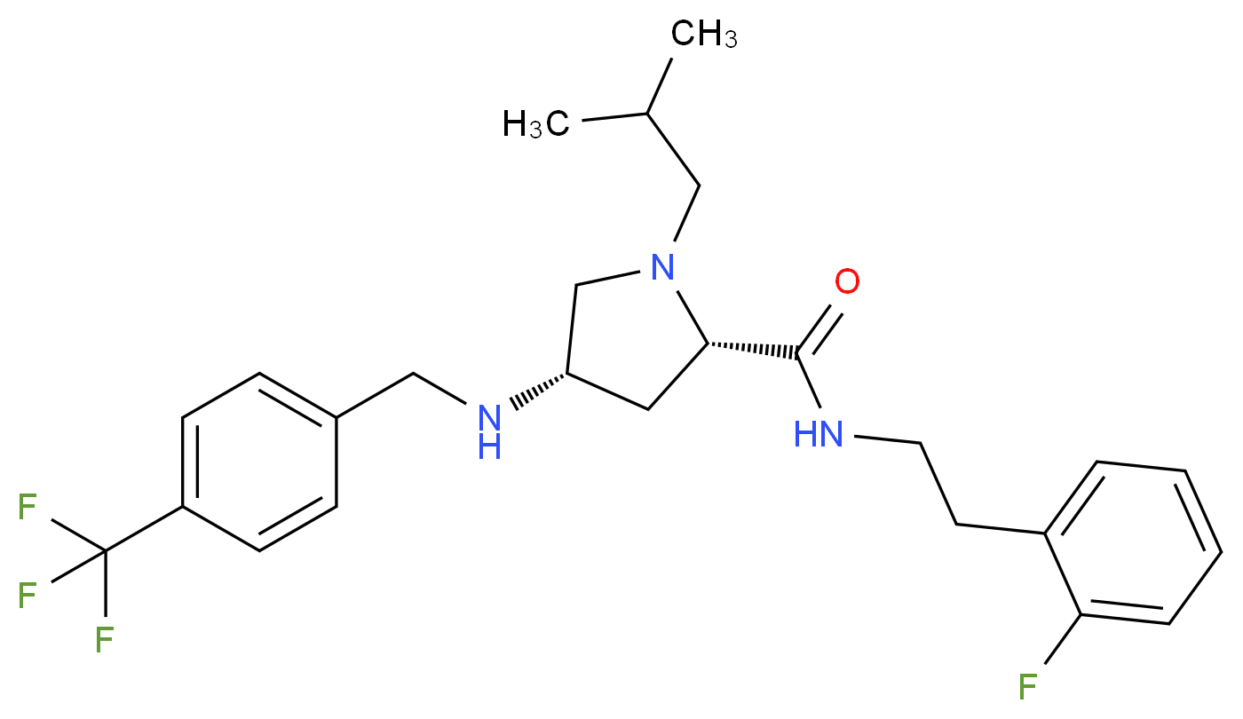 (4S)-N-[2-(2-fluorophenyl)ethyl]-1-isobutyl-4-{[4-(trifluoromethyl)benzyl]amino}-L-prolinamide_分子结构_CAS_)