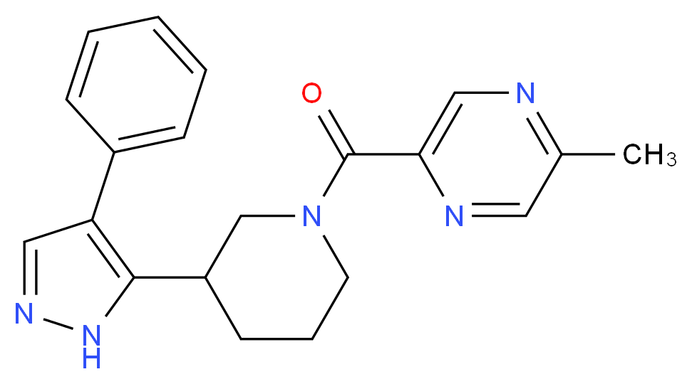 2-methyl-5-{[3-(4-phenyl-1H-pyrazol-5-yl)piperidin-1-yl]carbonyl}pyrazine_分子结构_CAS_)