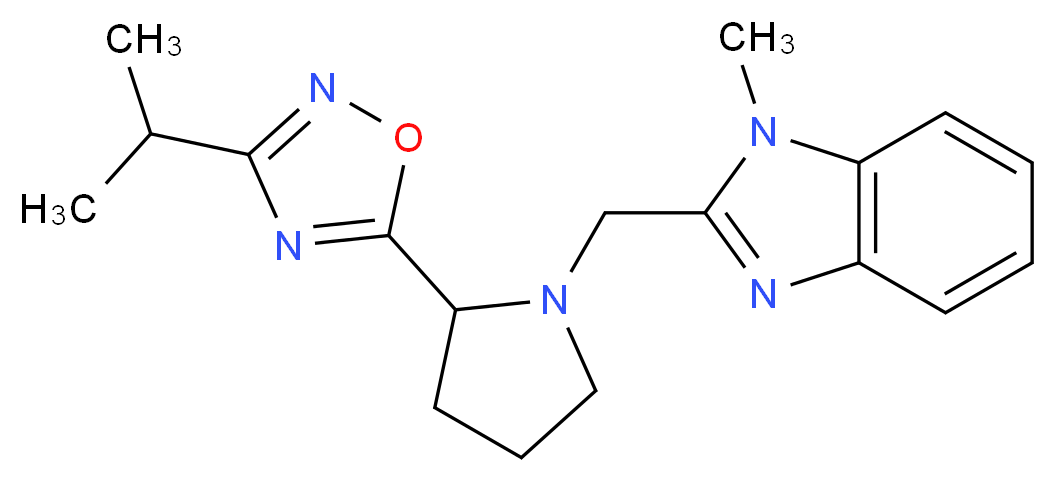 2-{[2-(3-isopropyl-1,2,4-oxadiazol-5-yl)-1-pyrrolidinyl]methyl}-1-methyl-1H-benzimidazole_分子结构_CAS_)