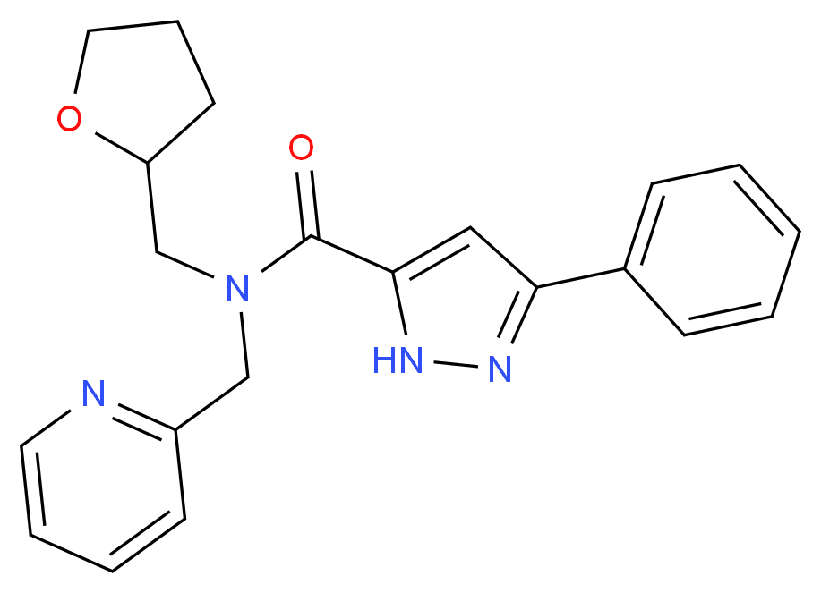3-phenyl-N-(pyridin-2-ylmethyl)-N-(tetrahydrofuran-2-ylmethyl)-1H-pyrazole-5-carboxamide_分子结构_CAS_)