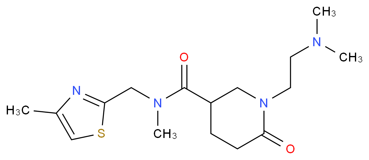 1-[2-(dimethylamino)ethyl]-N-methyl-N-[(4-methyl-1,3-thiazol-2-yl)methyl]-6-oxo-3-piperidinecarboxamide_分子结构_CAS_)