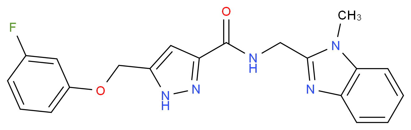 5-[(3-fluorophenoxy)methyl]-N-[(1-methyl-1H-benzimidazol-2-yl)methyl]-1H-pyrazole-3-carboxamide_分子结构_CAS_)