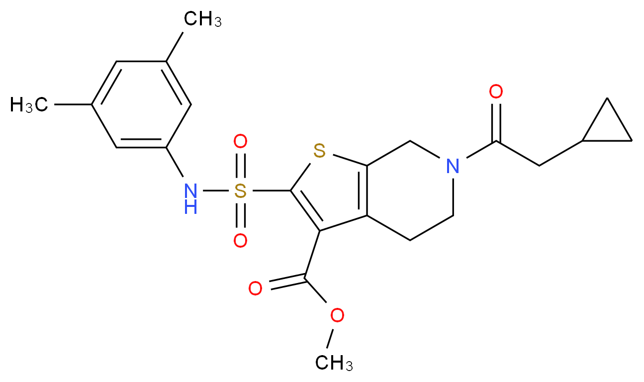 methyl 6-(cyclopropylacetyl)-2-{[(3,5-dimethylphenyl)amino]sulfonyl}-4,5,6,7-tetrahydrothieno[2,3-c]pyridine-3-carboxylate_分子结构_CAS_)