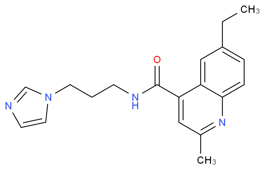 6-ethyl-N-[3-(1H-imidazol-1-yl)propyl]-2-methyl-4-quinolinecarboxamide_分子结构_CAS_)