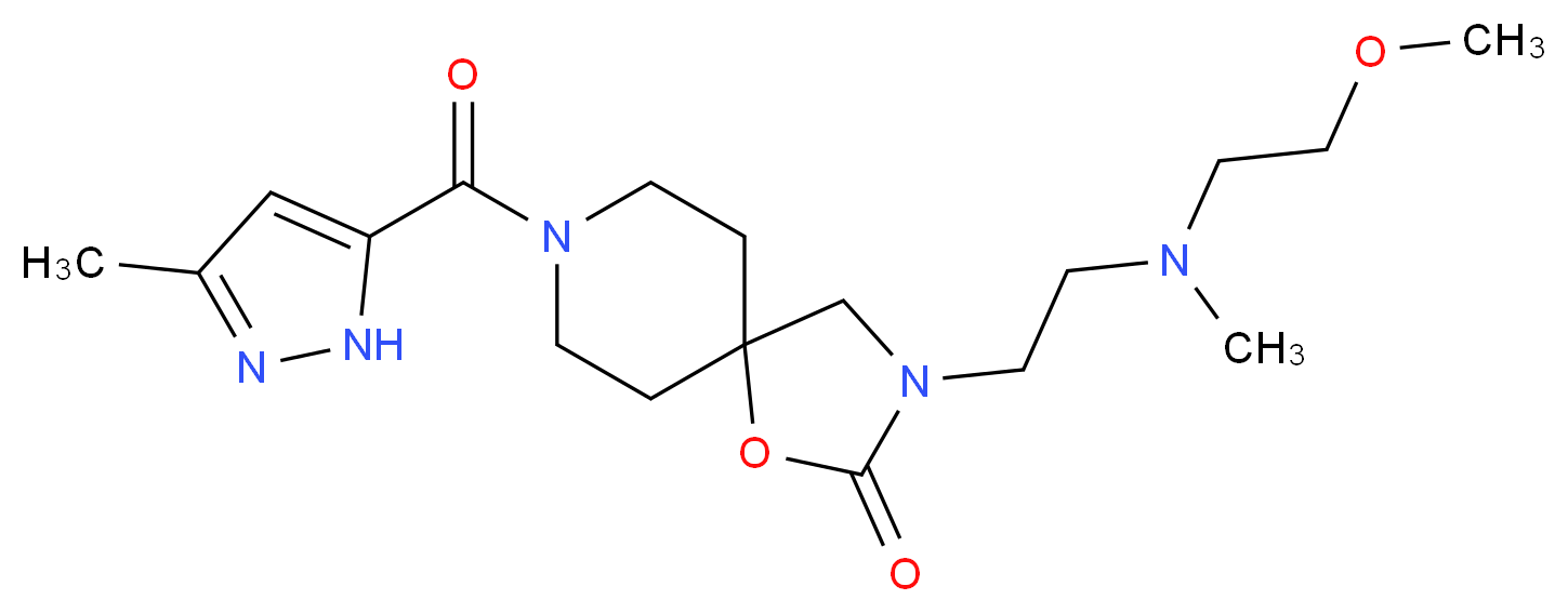 3-{2-[(2-methoxyethyl)(methyl)amino]ethyl}-8-[(3-methyl-1H-pyrazol-5-yl)carbonyl]-1-oxa-3,8-diazaspiro[4.5]decan-2-one_分子结构_CAS_)