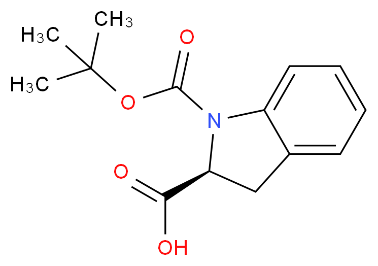 (2S)-1-[(tert-butoxy)carbonyl]-2,3-dihydro-1H-indole-2-carboxylic acid_分子结构_CAS_144069-67-0