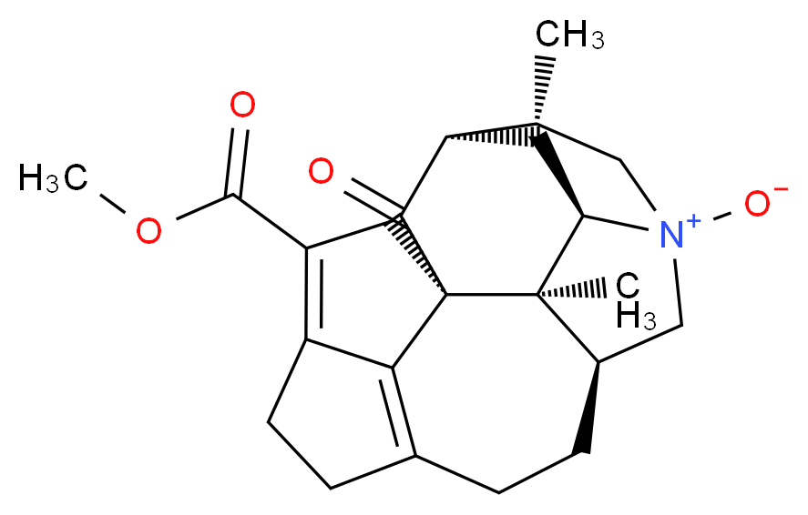 (1R,2S,3R,5R,6S,10S)-17-(methoxycarbonyl)-2,6-dimethyl-20-oxo-8-azahexacyclo[11.5.1.1<sup>1</sup>,<sup>5</sup>.0<sup>2</sup>,<sup>1</sup><sup>0</sup>.0<sup>3</sup>,<sup>8</sup>.0<sup>1</sup><sup>6</sup>,<sup>1</sup><sup>9</sup>]icosa-13(19),16-dien-8-ium-8-olate_分子结构_CAS_1092555-02-6