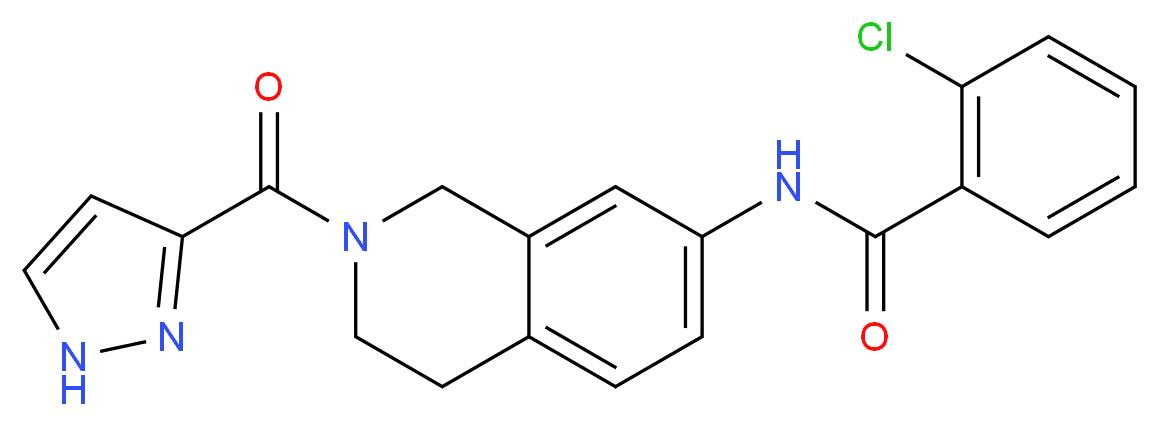 2-chloro-N-[2-(1H-pyrazol-3-ylcarbonyl)-1,2,3,4-tetrahydroisoquinolin-7-yl]benzamide_分子结构_CAS_)