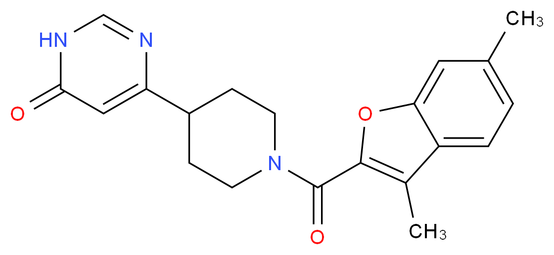 6-{1-[(3,6-dimethyl-1-benzofuran-2-yl)carbonyl]piperidin-4-yl}pyrimidin-4(3H)-one_分子结构_CAS_)