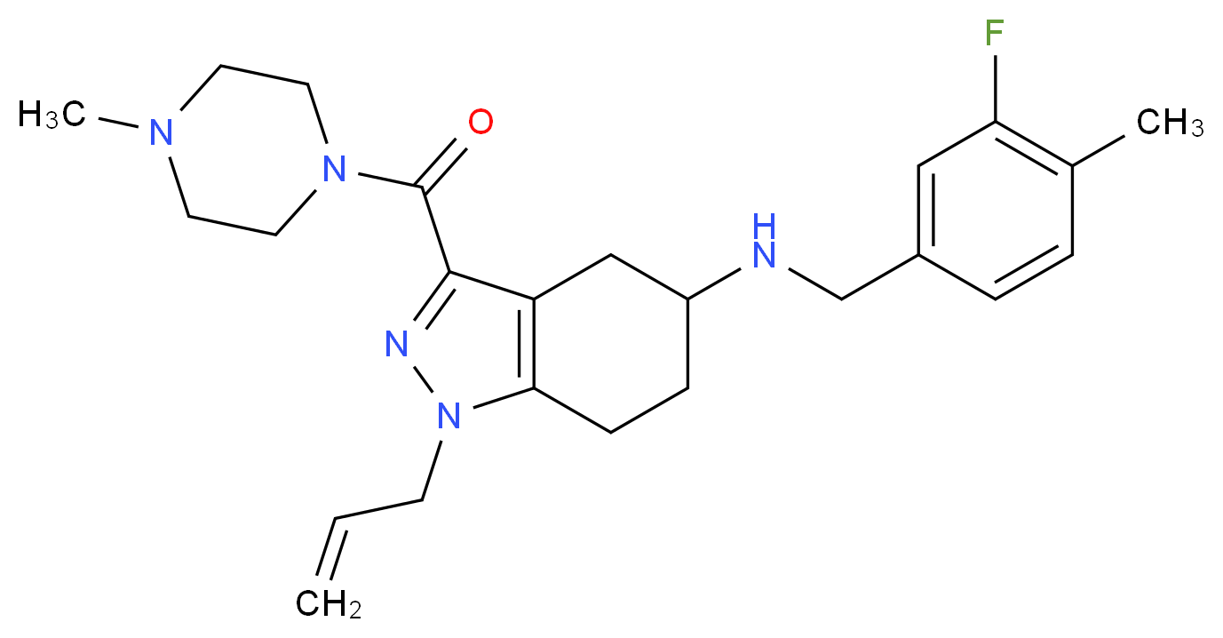 1-allyl-N-(3-fluoro-4-methylbenzyl)-3-[(4-methyl-1-piperazinyl)carbonyl]-4,5,6,7-tetrahydro-1H-indazol-5-amine_分子结构_CAS_)