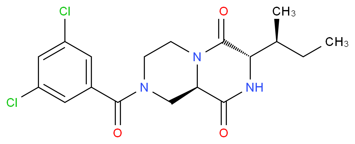 (3S,9aR)-8-(3,5-dichlorobenzoyl)-3-[(1S)-1-methylpropyl]tetrahydro-2H-pyrazino[1,2-a]pyrazine-1,4(3H,6H)-dione_分子结构_CAS_)