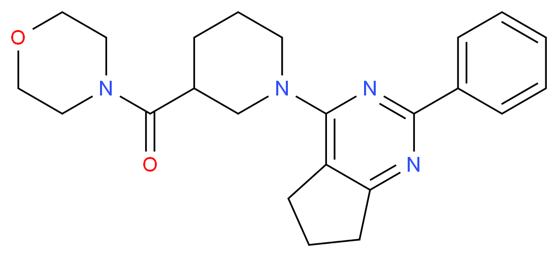 4-[3-(4-morpholinylcarbonyl)-1-piperidinyl]-2-phenyl-6,7-dihydro-5H-cyclopenta[d]pyrimidine_分子结构_CAS_)