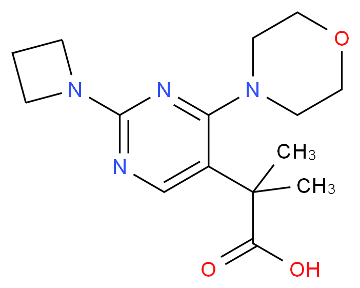 2-(2-azetidin-1-yl-4-morpholin-4-ylpyrimidin-5-yl)-2-methylpropanoic acid_分子结构_CAS_)